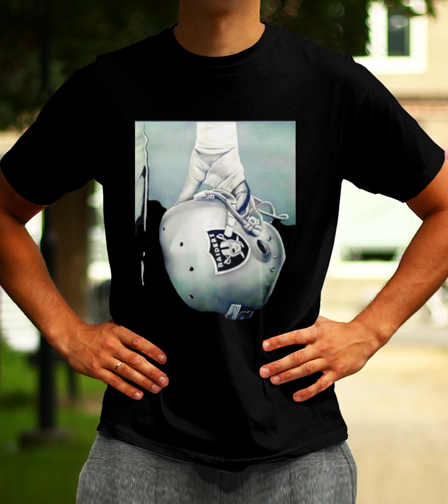 Las Vegas Raiders Football Helmet Hand Wrap Player Representation T-Shirt