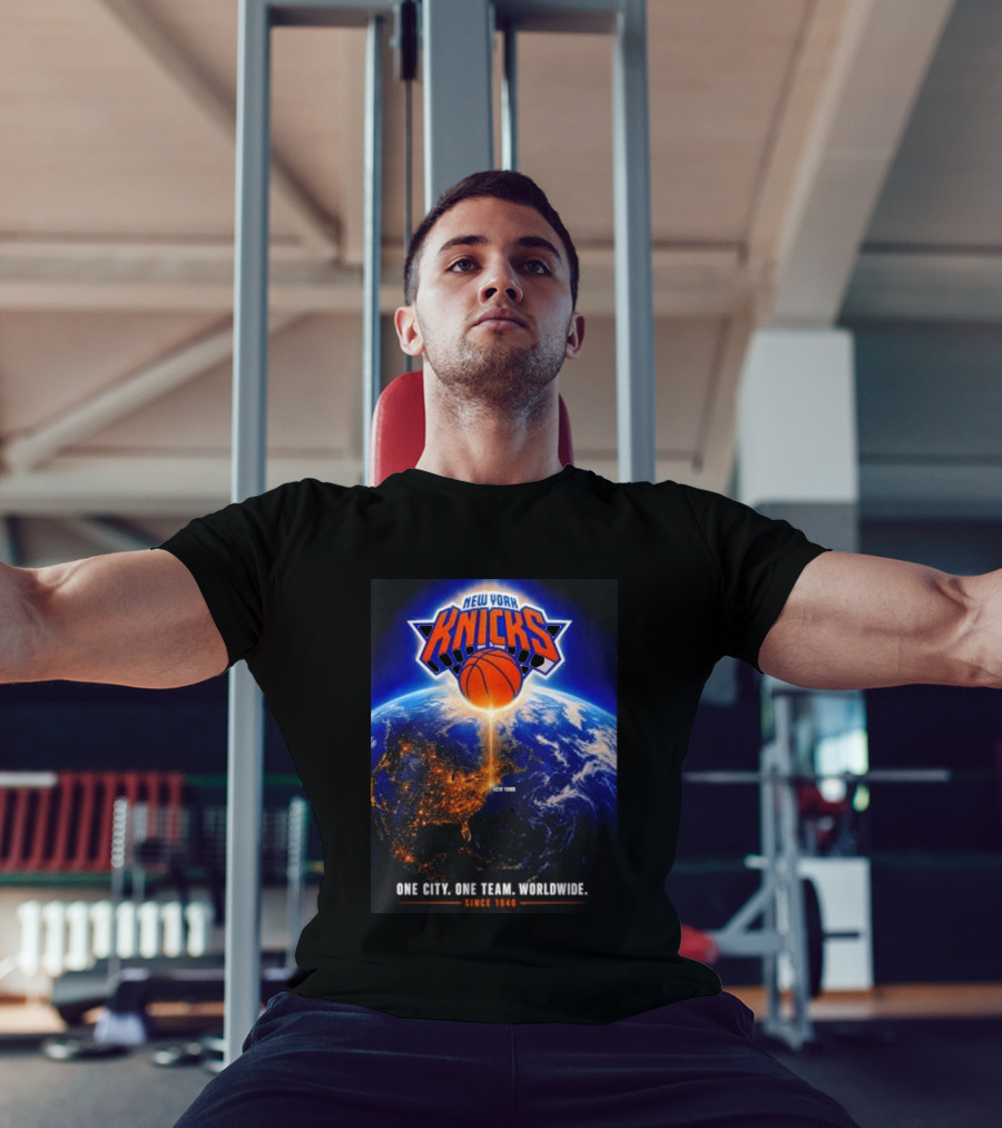 New York Knicks One City One Team Worldwide Since 1946 Earth Basketball T-Shirt