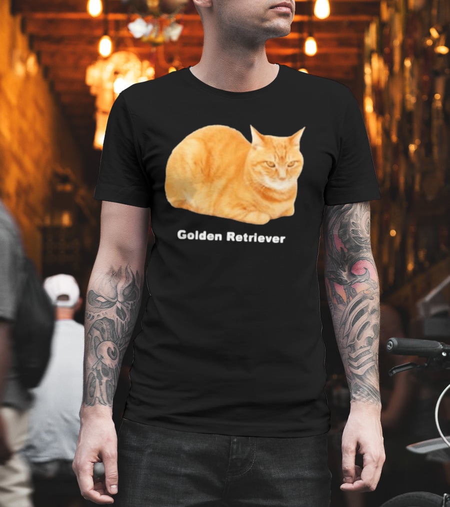 Orange Tabby Cat Golden Retriever Sarcastic Meme Humor T-Shirt