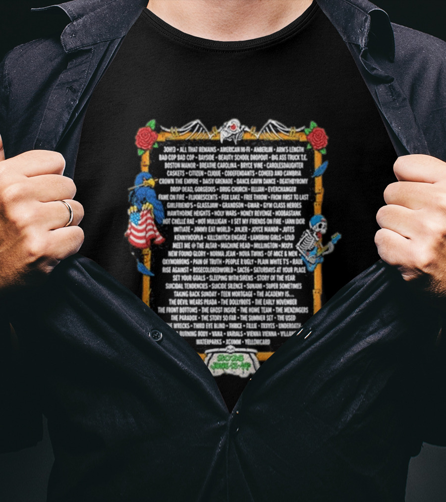 Vans Warped Tour Washington D.C 2026 Lineup Band Names List Skeletons Music Event Decor T-Shirt
