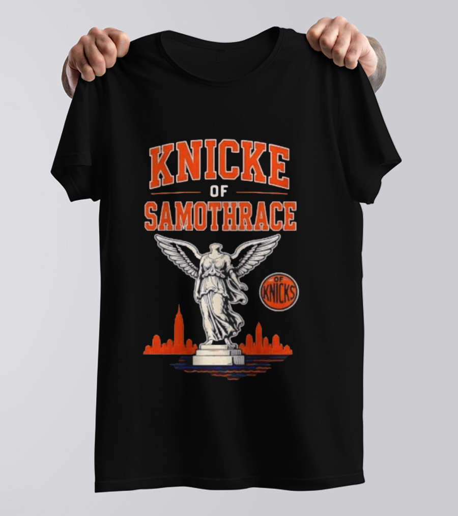 Knicks Of Samothrace Winged Victory Statue Basketball Skyline T-Shirt