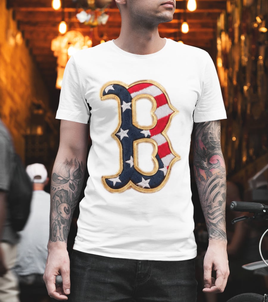 2026 Red Sox Patriotic Stars And Stripes B Logo MLB Fourth Of July T-Shirt