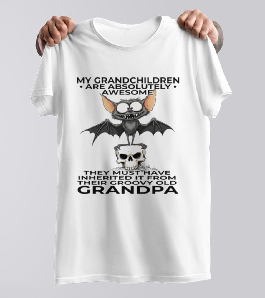 My Grandchildren Are Absolutely Awesome Bat And Skull Grandpa T-Shirt
