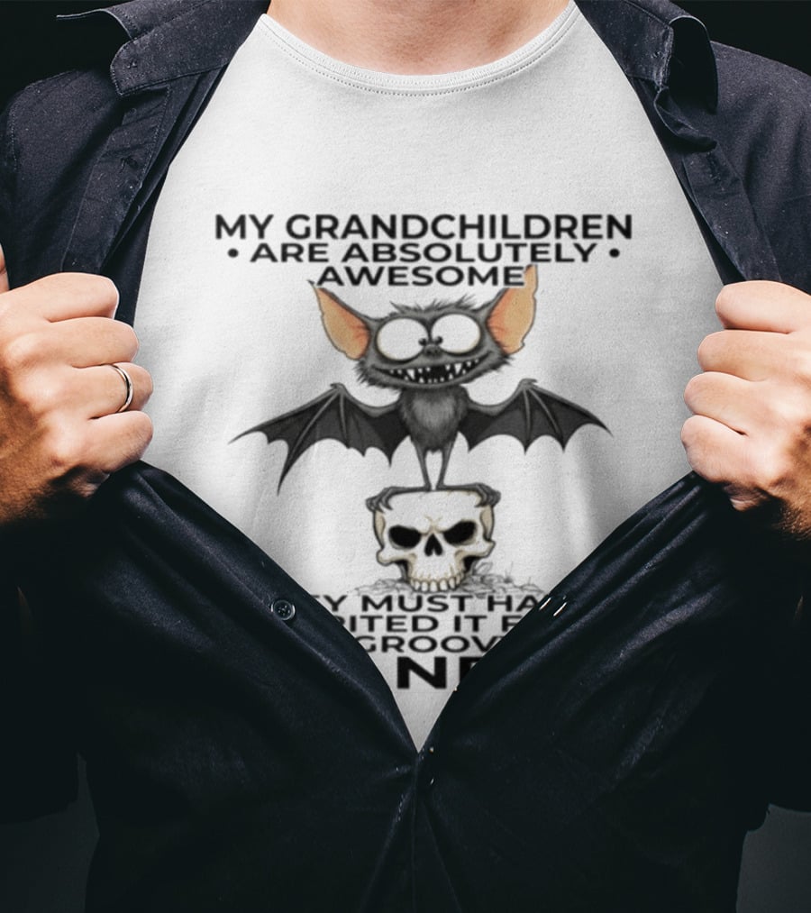 My Grandchildren Are Absolutely Awesome Bat And Skull Grandpa T-Shirt