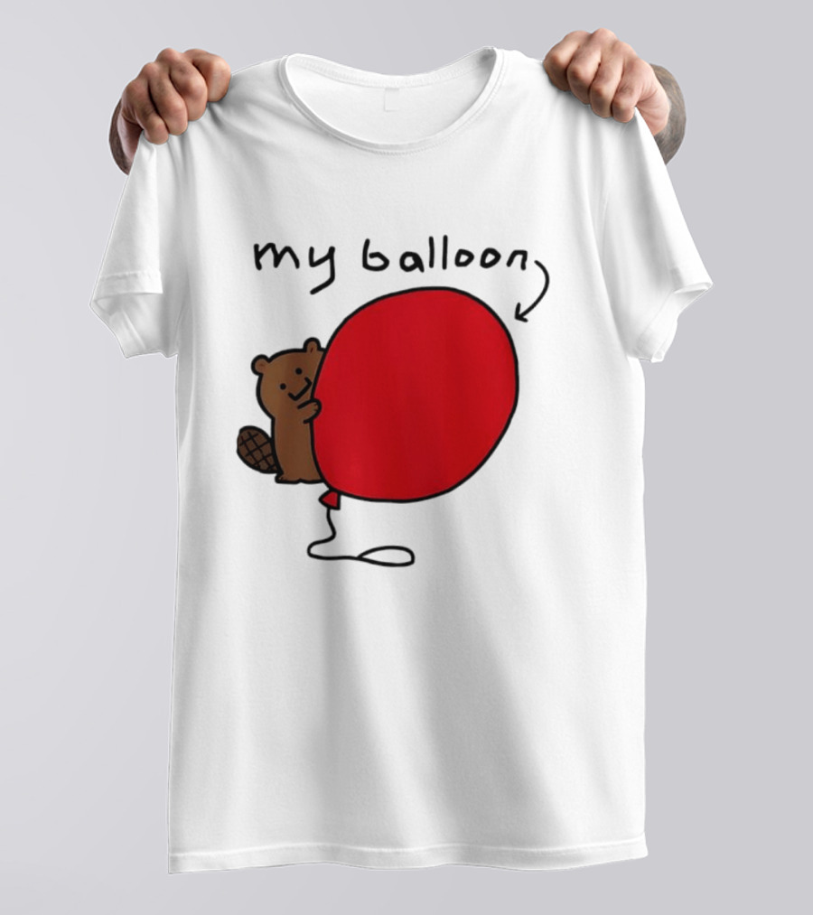 Beaver My Balloon Cartoon Animal Drawing T-Shirt