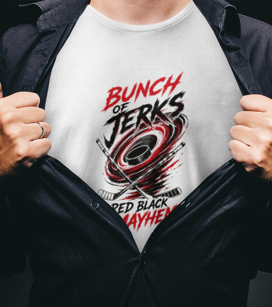 Bunch Of Jerks Red Black Mayhem Hockey T-Shirt