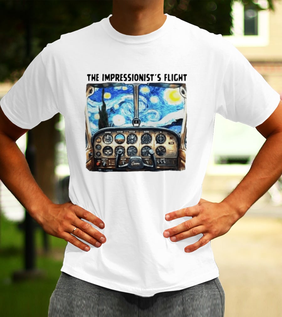 The Impressionist's Flight Cessna Instrument Panel Starry Night T-Shirt
