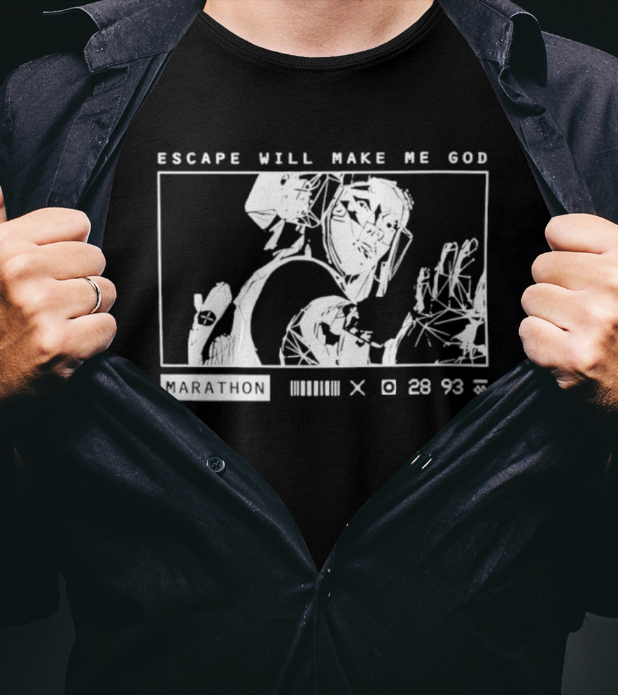Escape Will Make Me God Marathon Runner Surreal Line T-Shirt