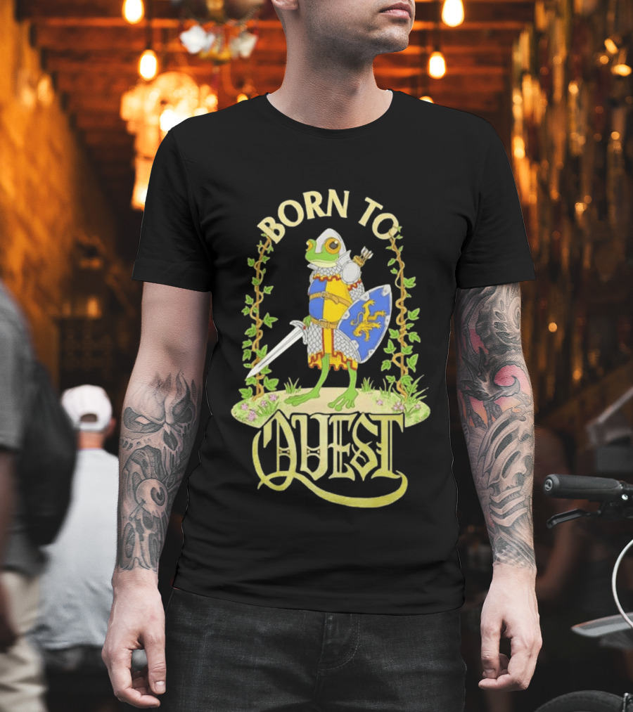 Born To Quest Frog Knight Sword And Shield Adventure T-Shirt