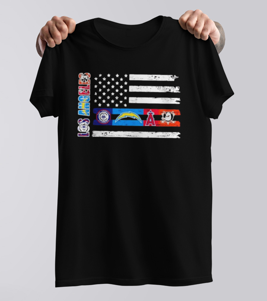 Los Angeles Clippers Chargers Angels Ducks USA Flag Independence Day T-Shirt