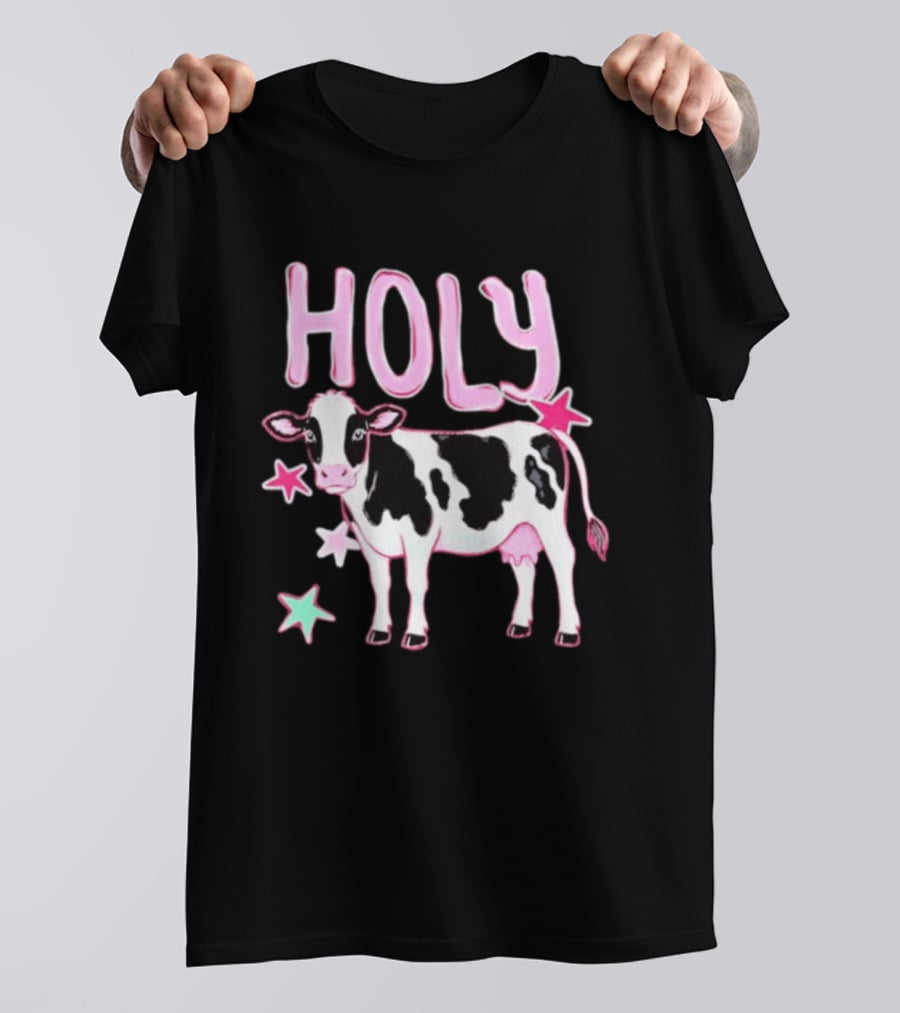 Holy Cow Pink Stars Farm Animal Lovers T-Shirt