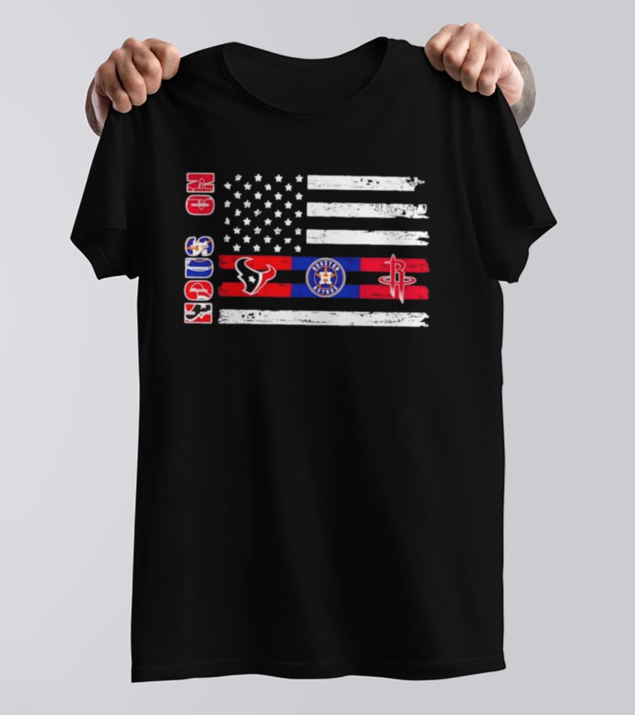 Houston Texans Astros Rockets USA Flag Independence Day T-Shirt