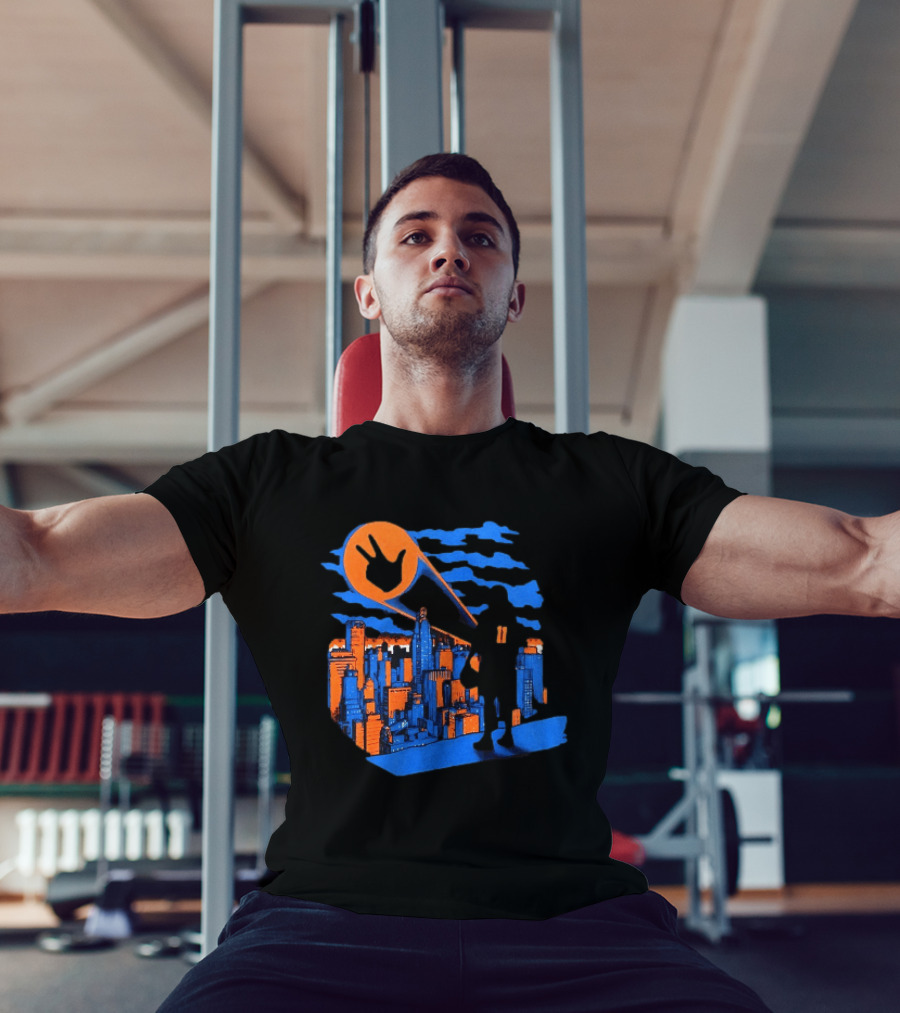 Jalen Brunson Three Points New York City Knicks NBA Basketball Player Skyline T-Shirt