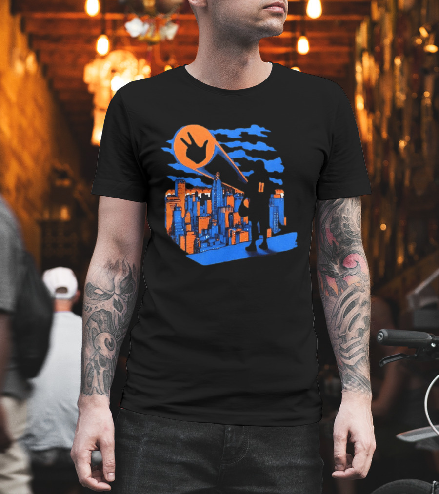 Jalen Brunson Three Points New York City Knicks NBA Basketball Player Skyline T-Shirt