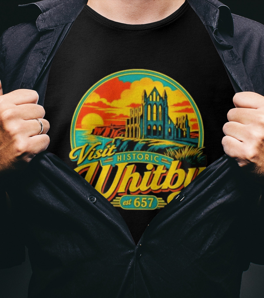 Visit Historic Whitby Abbey North Yorkshire England Est 657 T-Shirt