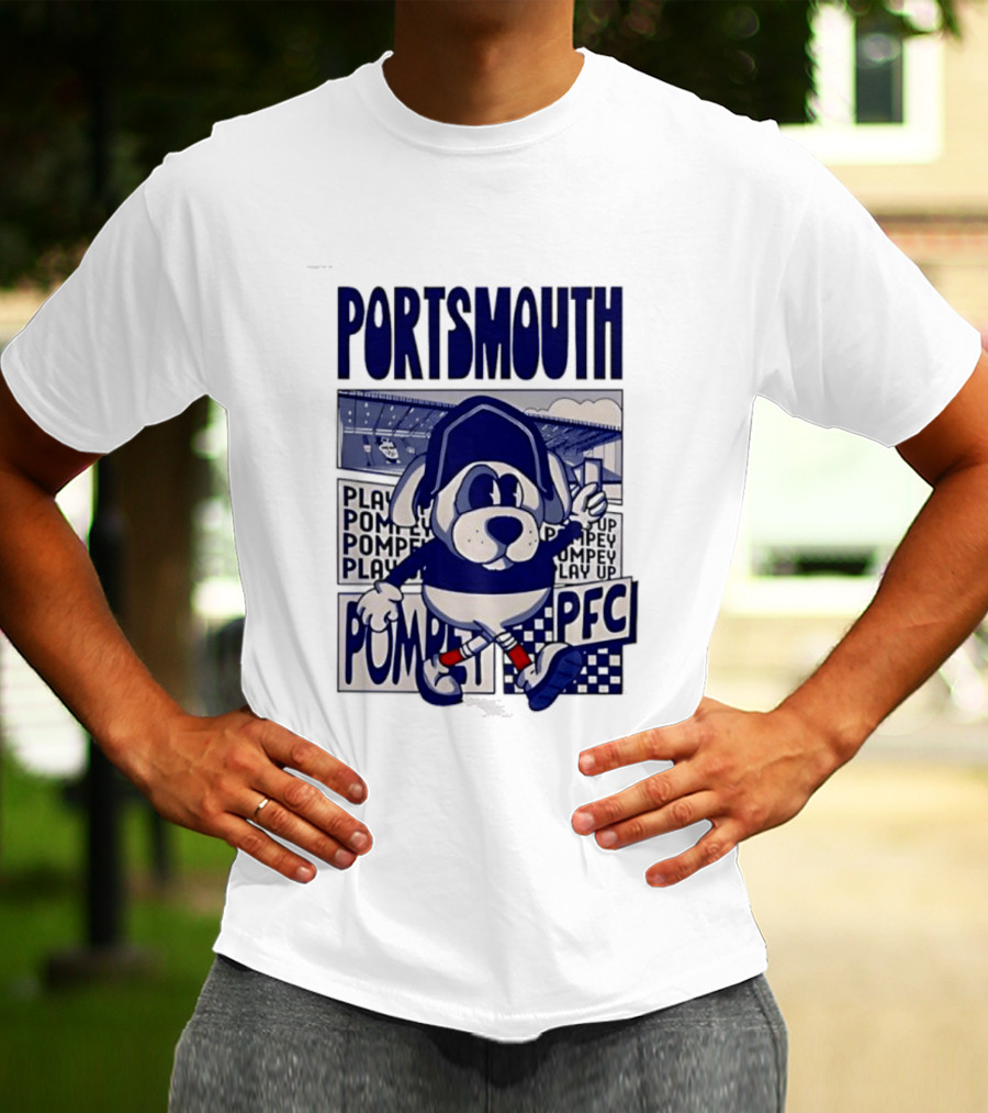 Portsmouth Football Club Play Up Pompey PFC Stadium Cartoon T-Shirt