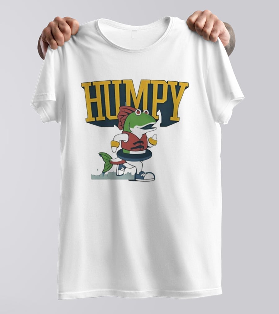 Humpy Running Fish With Life Vest Tube Humor T-Shirt
