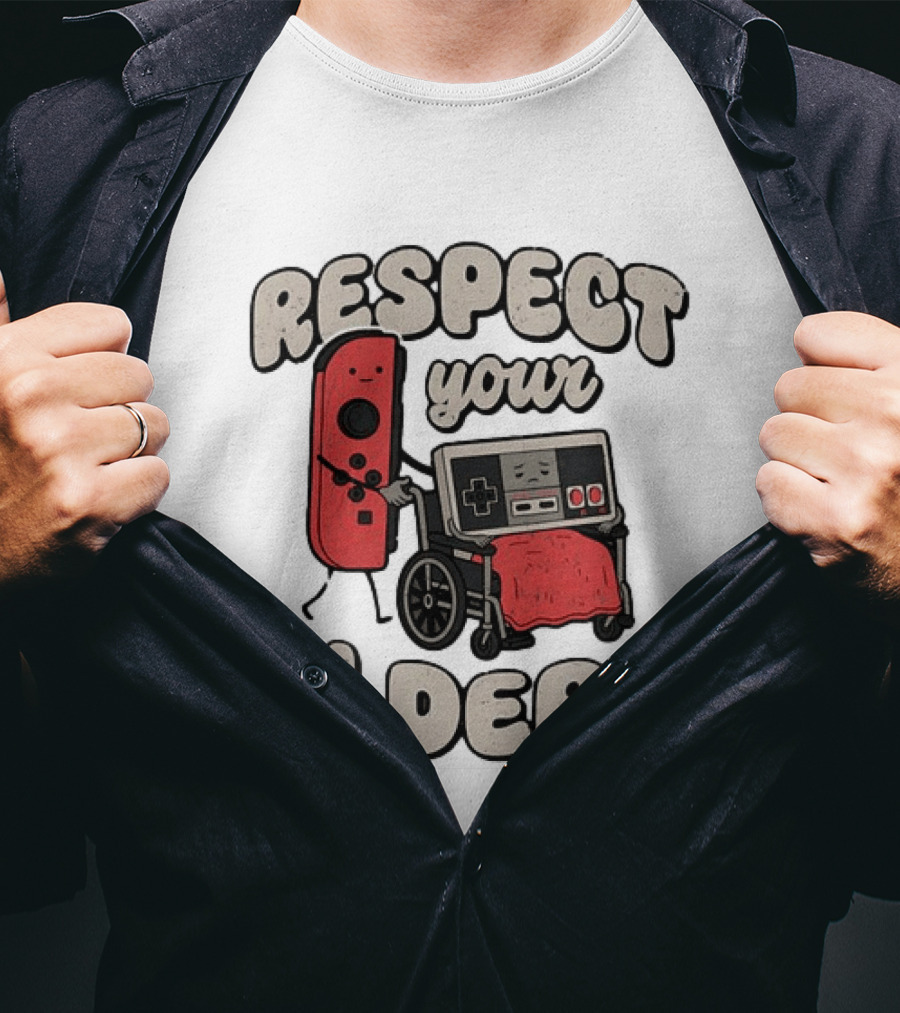 Respect Your Elders NES Controller Switch Gamer Humor T-Shirt