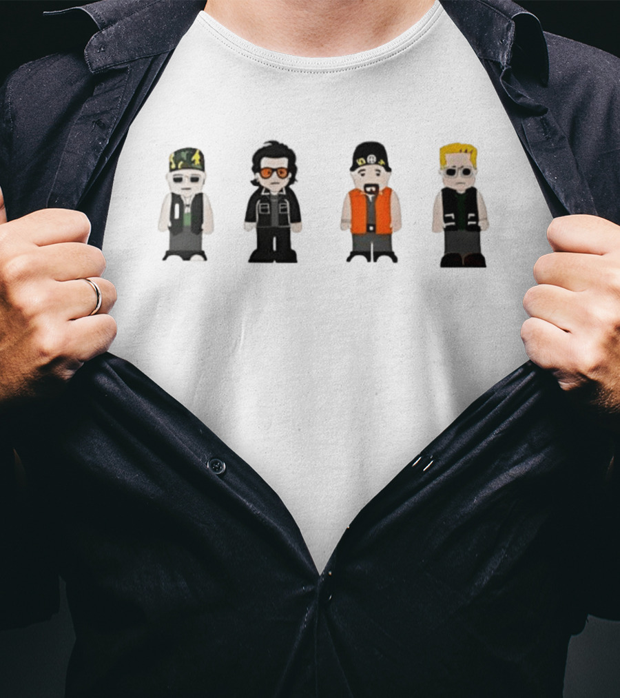 U2 Band Cartoon I Want To Run I Want To Hide I Wanna Tear Down The Walls Characters T-Shirt