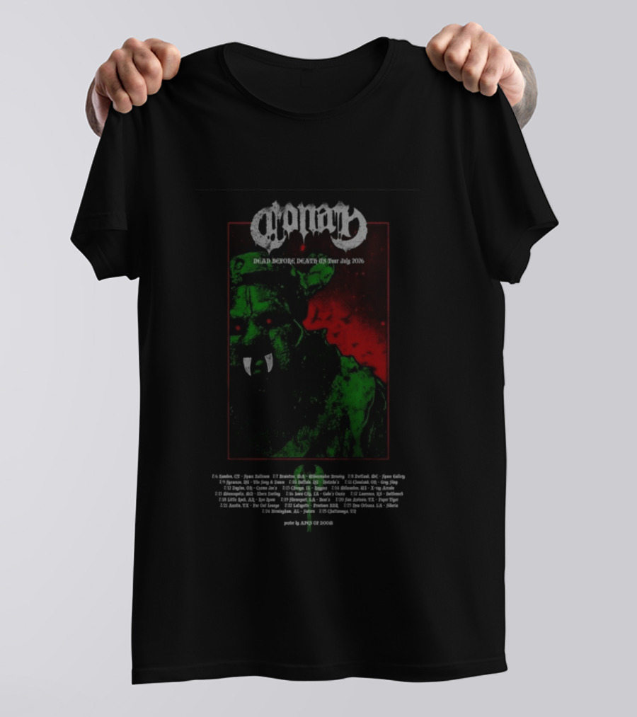 Conan Dead Before Death US Tour July 2026 Monster Art By King Of Doom T-Shirt