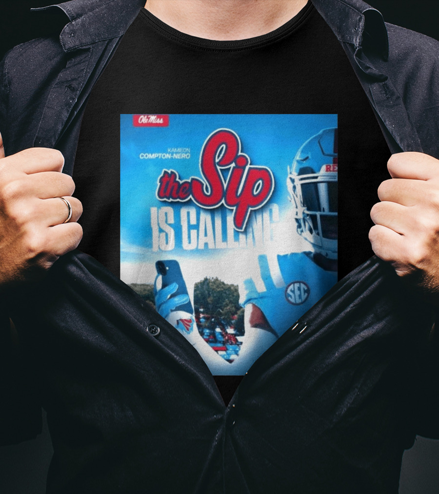 Ole Miss Rebels The Sip Is Calling Kamieon Compton Nero T-Shirt