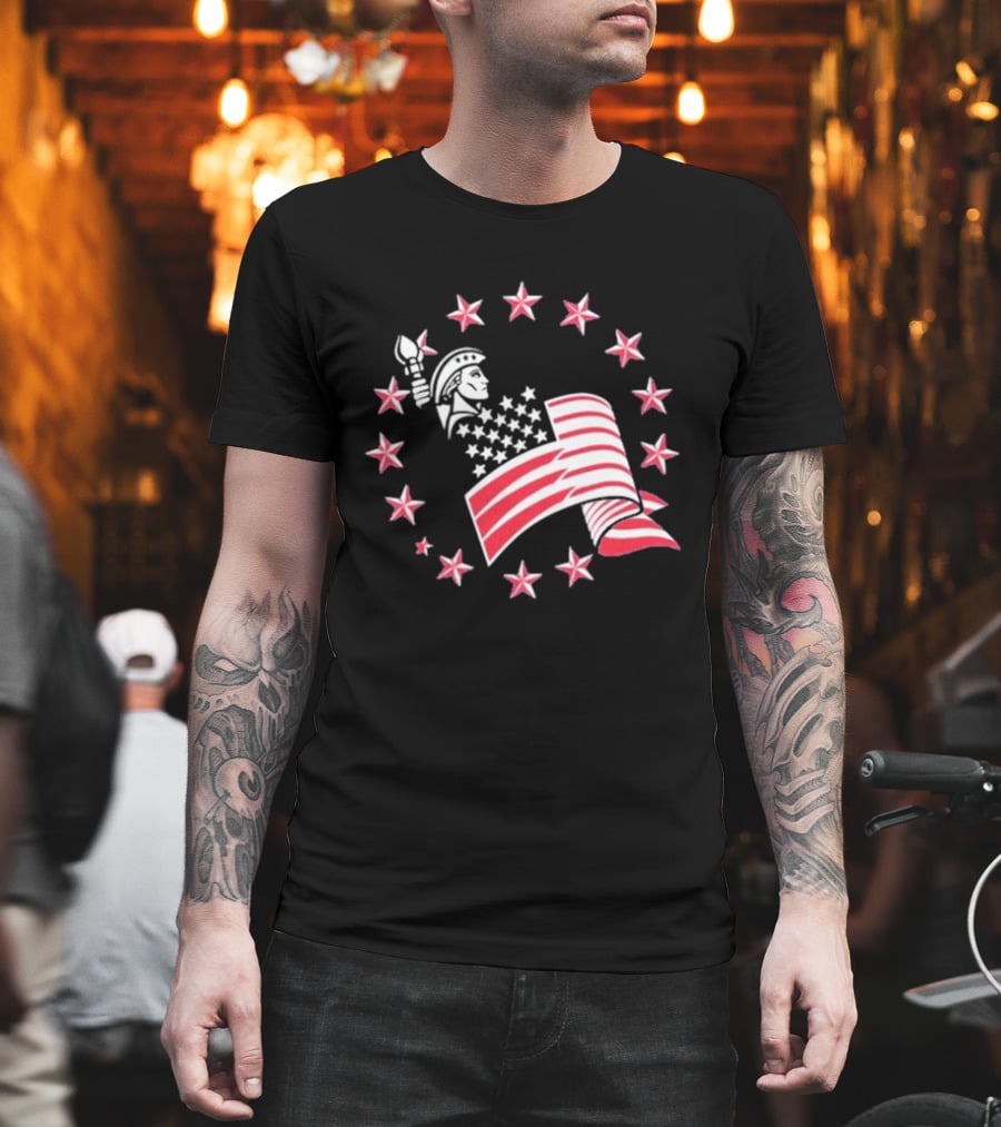 Patriotic Lady Liberty American Flag Stars USA Pride T-Shirt