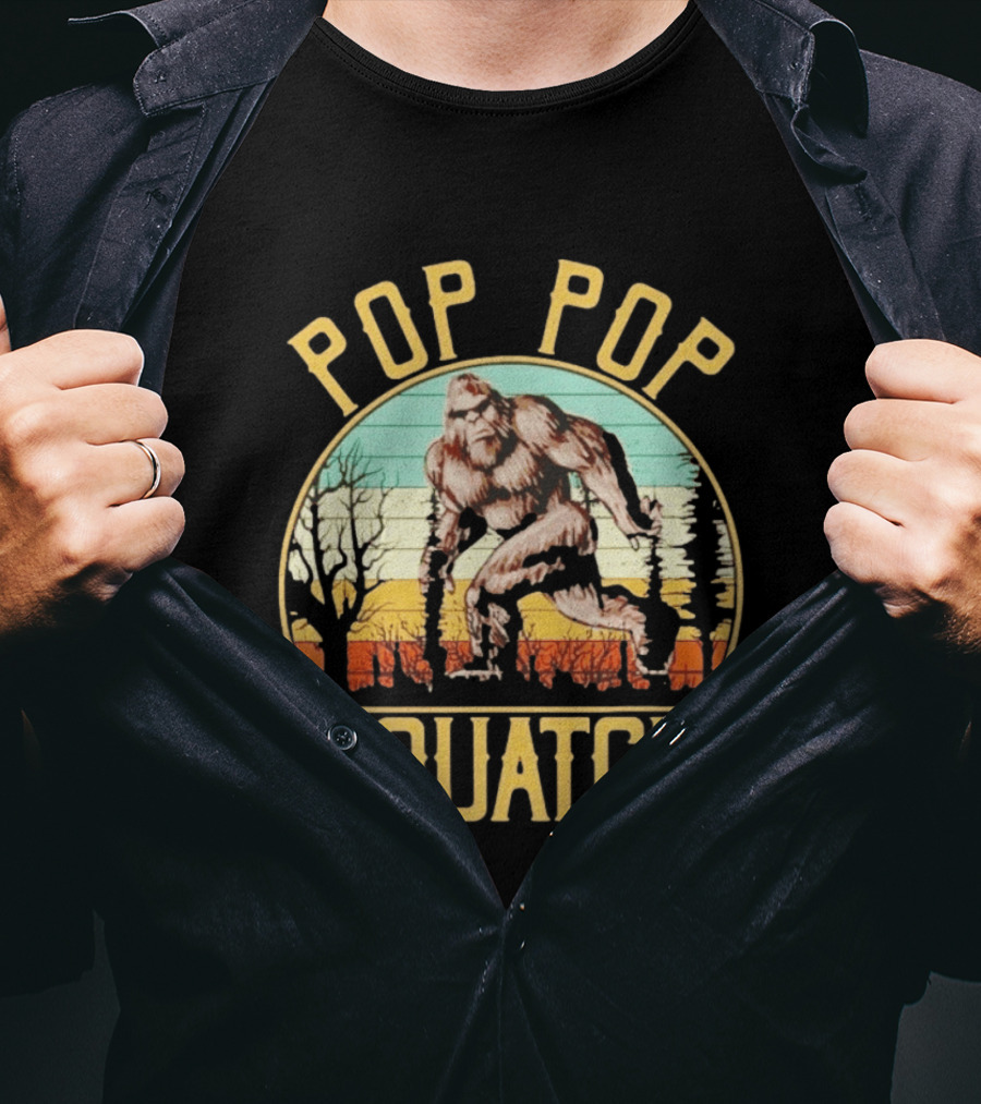 Pop Pop Squatch Bigfoot Vintage Forest Scene T-Shirt