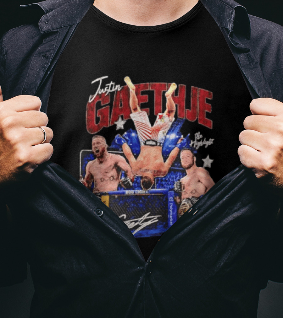 Justin Gaethje The Highlight UFC Mixed Martial Arts Fighter Athlete Action Inside Octagon T-Shirt