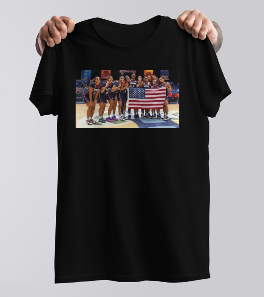 2026 U18 AmeriCup Basketball Champions Team USA With Flag T-Shirt