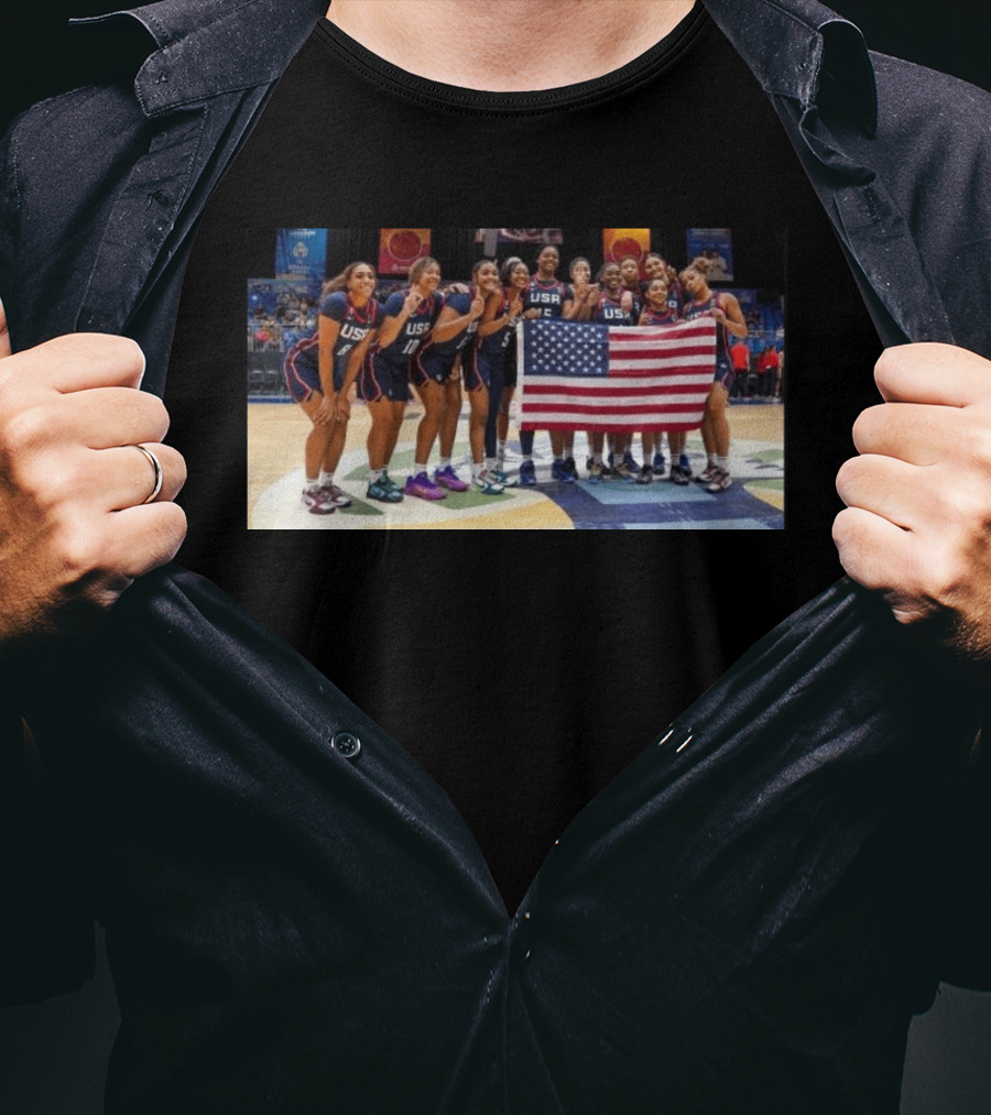 2026 U18 AmeriCup Basketball Champions Team USA With Flag T-Shirt