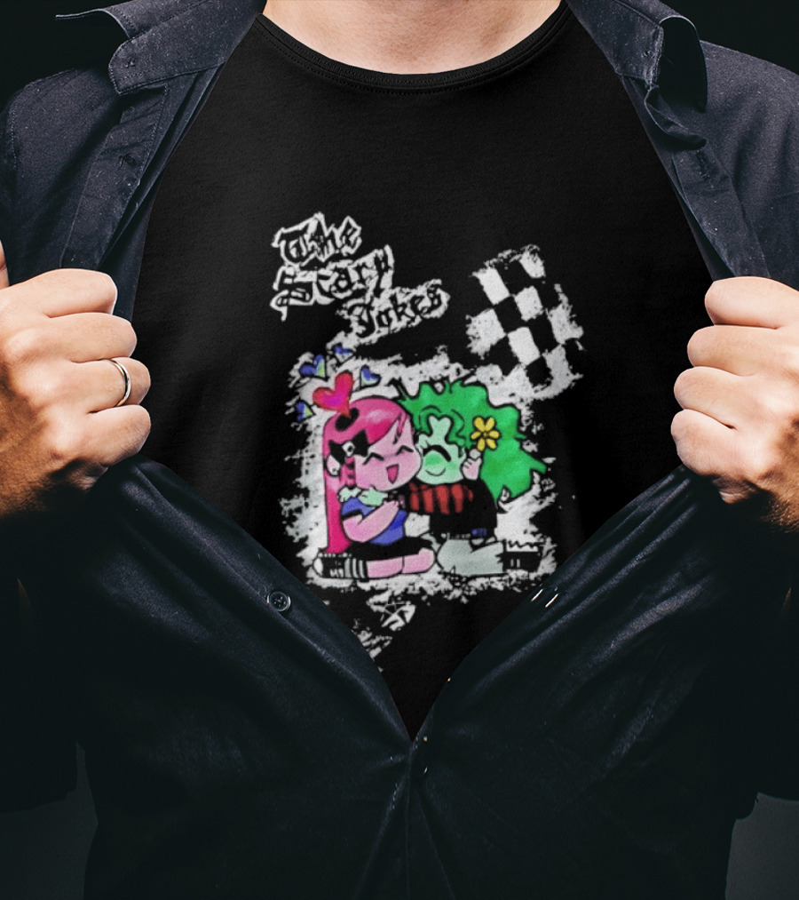 The Scary Jokes Checkered Pattern With Colorful Characters T-Shirt