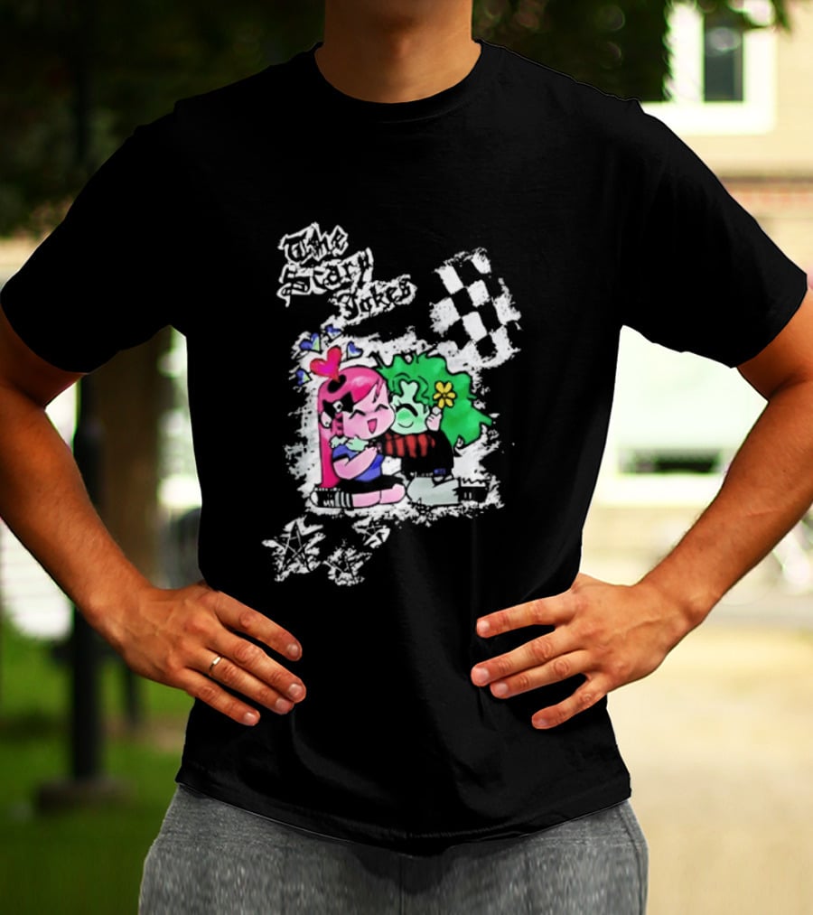 The Scary Jokes Checkered Pattern With Colorful Characters T-Shirt