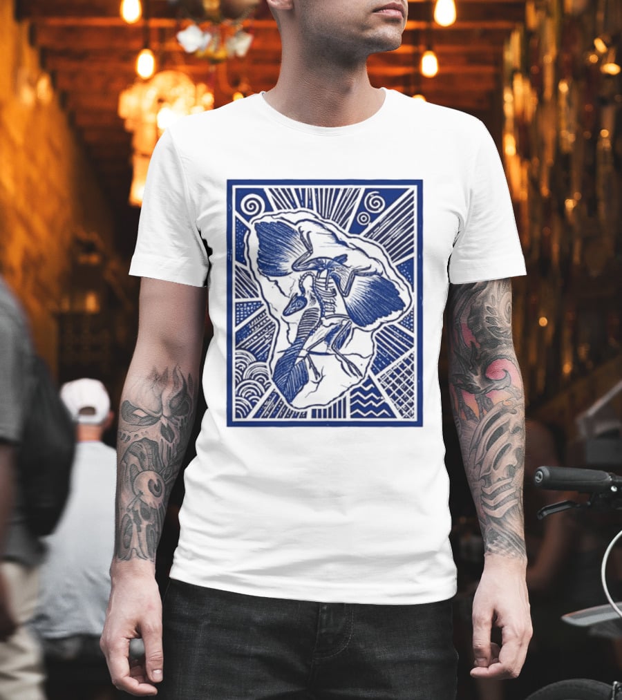 Archaeopteryx Fossil Linocut Prehistoric Bird Paleontology Biology T-Shirt