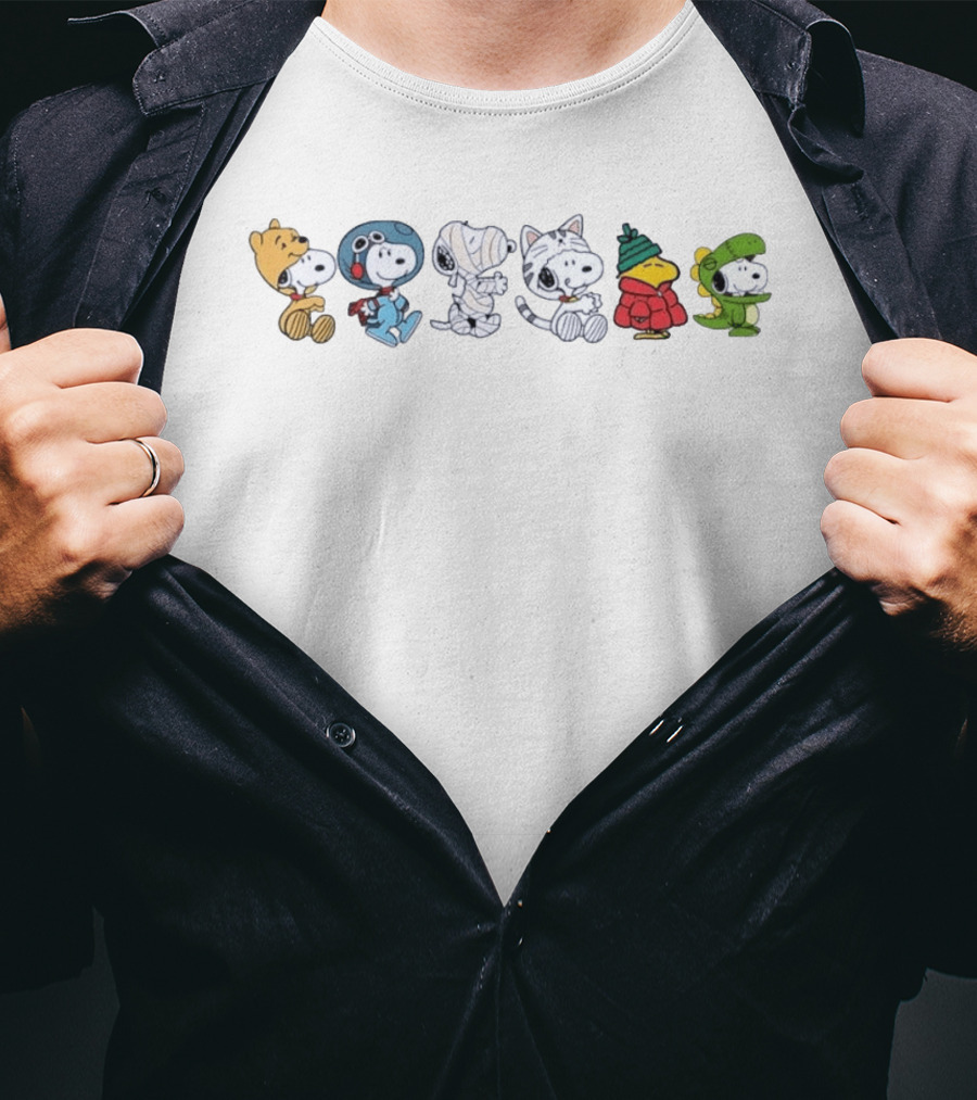 Snoopy Woodstock Winnie The Pooh Astronaut Mummy Cat Dinosaur Costumes T-Shirt