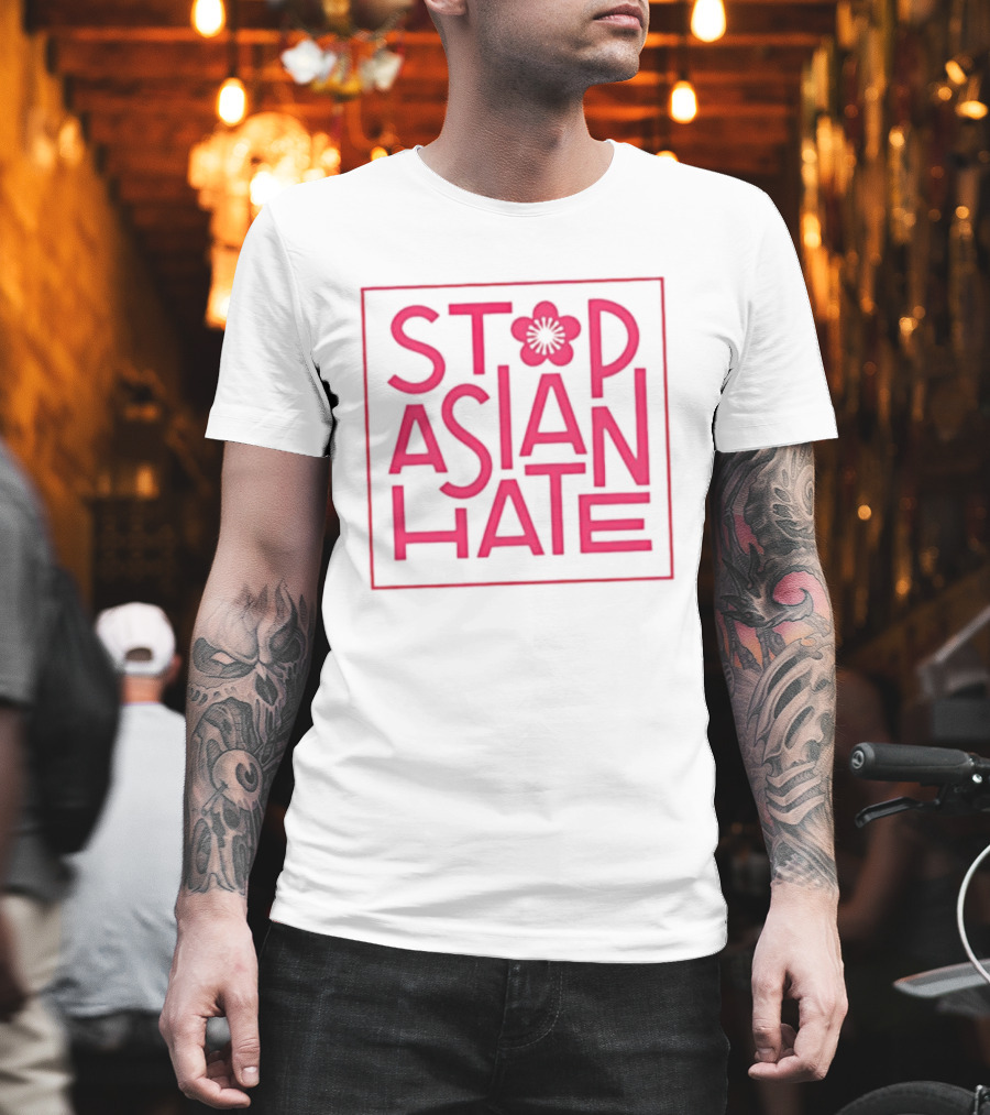 Stop Asian Hate Pink Blossom Flower Protest Activism T-Shirt