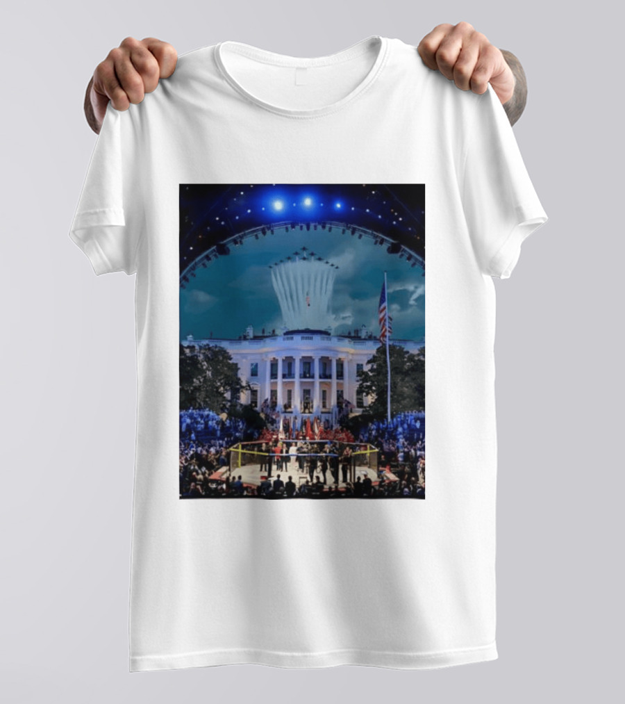 White House MMA Octagon Event Flyover American Flag Patriotic Display T-Shirt