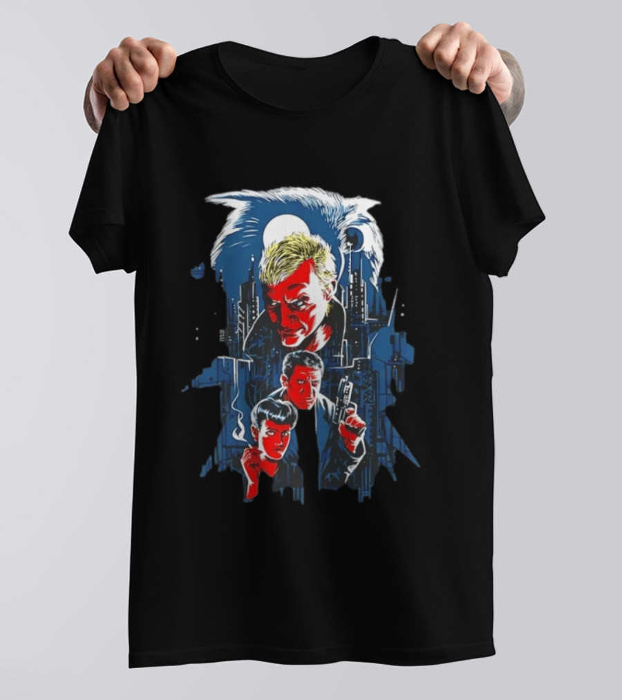 Blade Runner Tannhauser Gate Scene With Characters And Cityscape T-Shirt