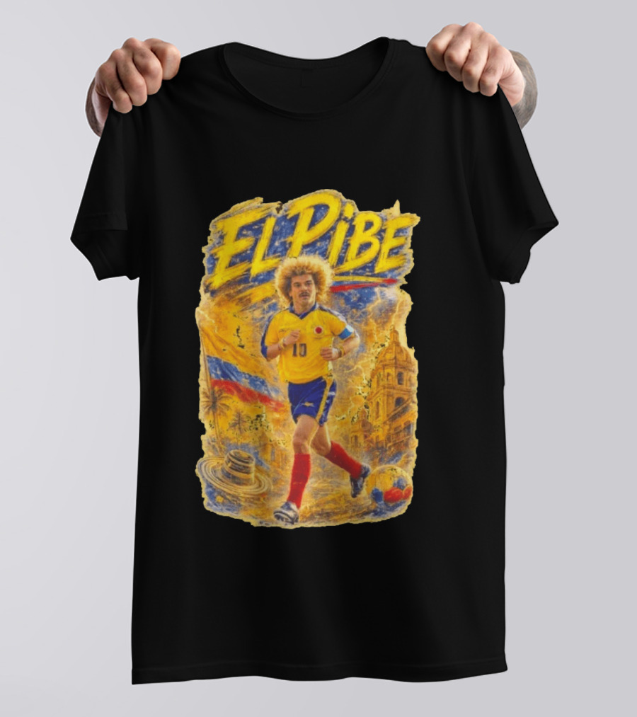 Carlos Valderrama El Pibe Colombia Football Legend Iconic Yellow Jersey T-Shirt