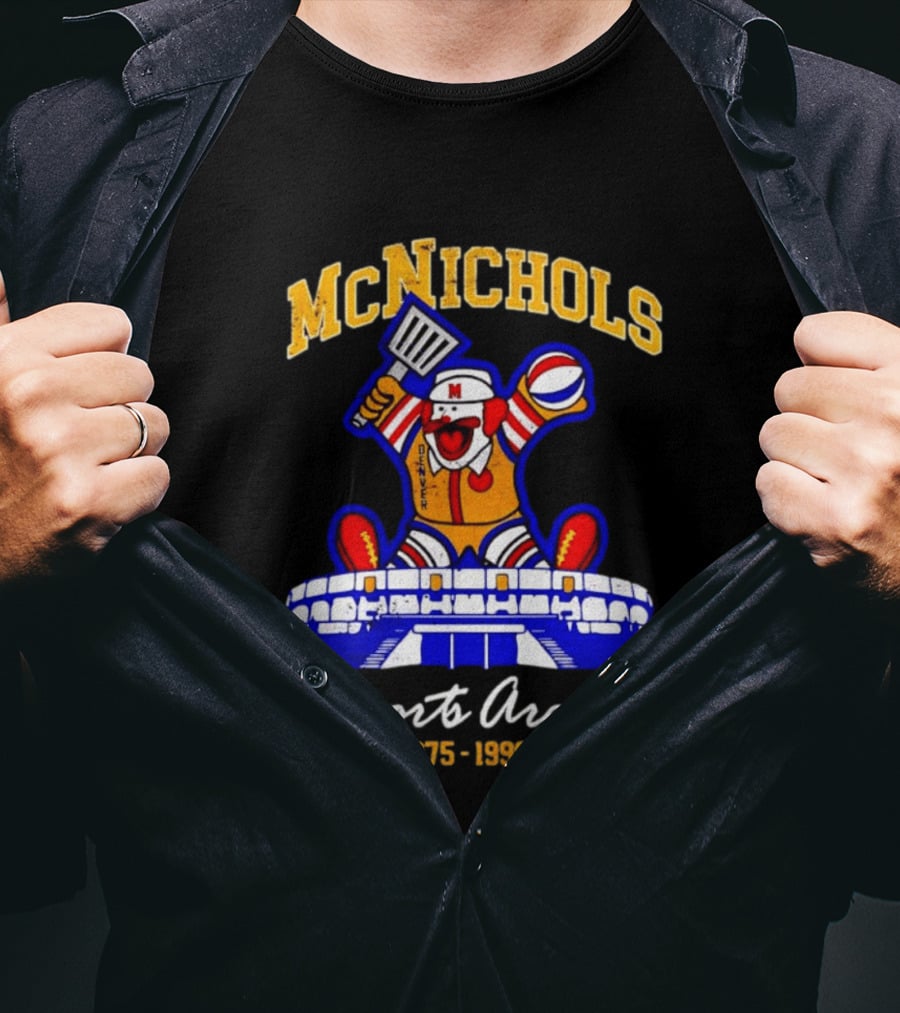 McNichols Sports Arena Denver Nuggets Clown 1975 1999 NBA Basketball T-Shirt