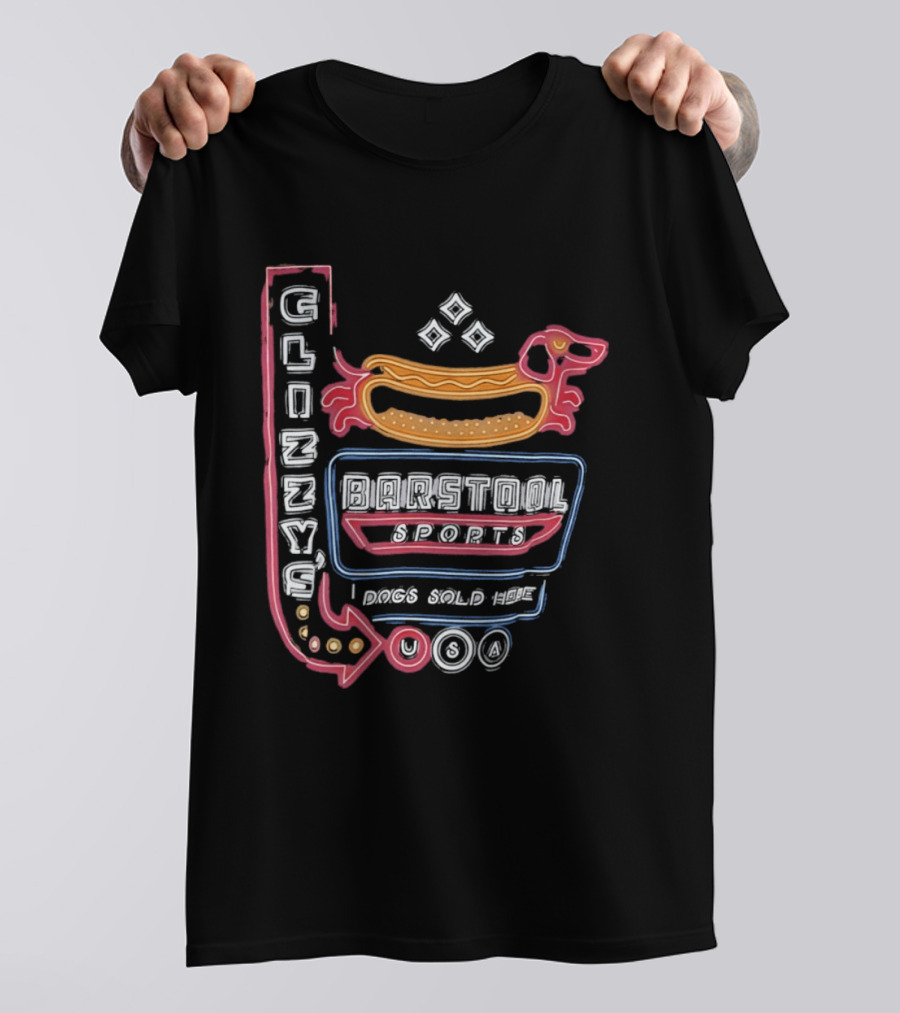 Glizzy Barstool Sports Dog Sold Here Neon USA T-Shirt