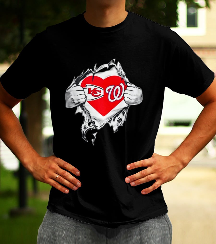 Sport KC Chiefs Washington Nationals Heart Reveal T-Shirt