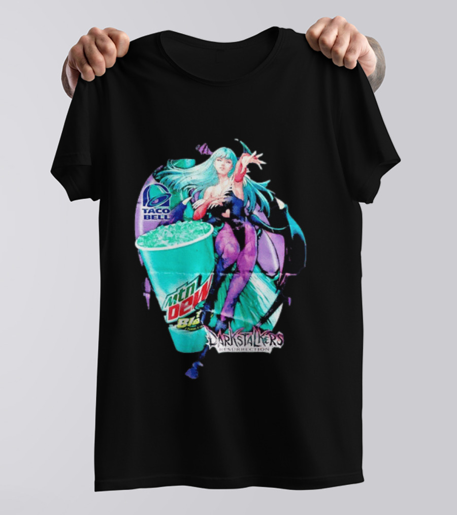 Morrigan Aensland Darkstalkers Taco Bell Mountain Dew Baja Blast Resurrection T-Shirt