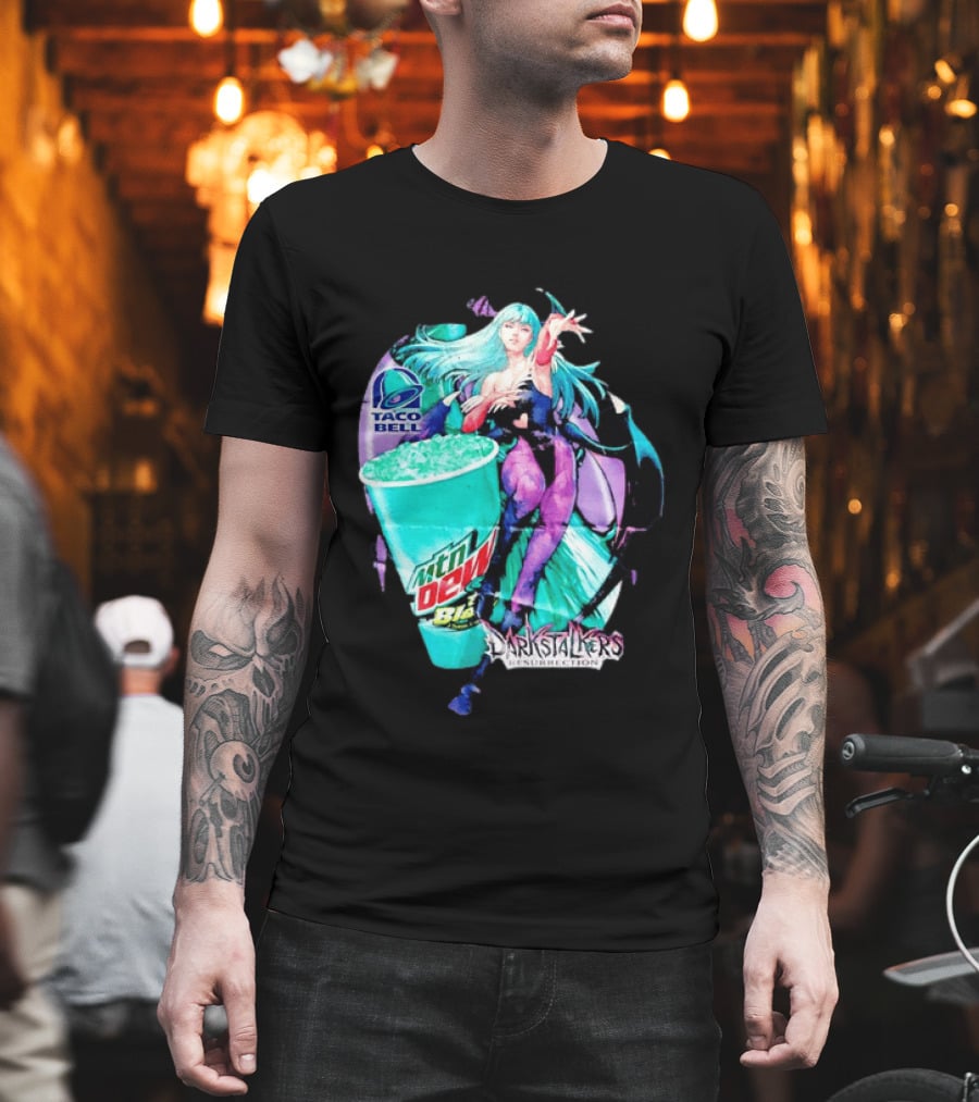 Morrigan Aensland Darkstalkers Taco Bell Mountain Dew Baja Blast Resurrection T-Shirt