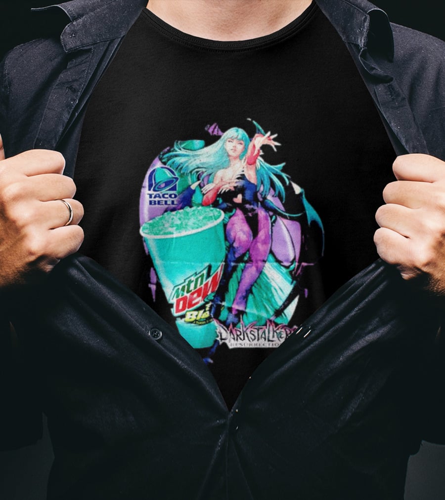 Morrigan Aensland Darkstalkers Taco Bell Mountain Dew Baja Blast Resurrection T-Shirt