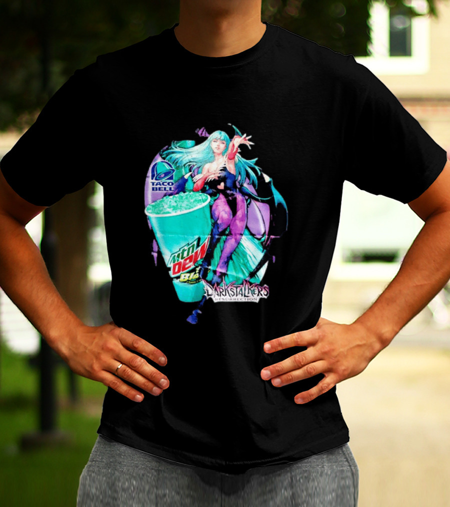 Morrigan Aensland Darkstalkers Taco Bell Mountain Dew Baja Blast Resurrection T-Shirt