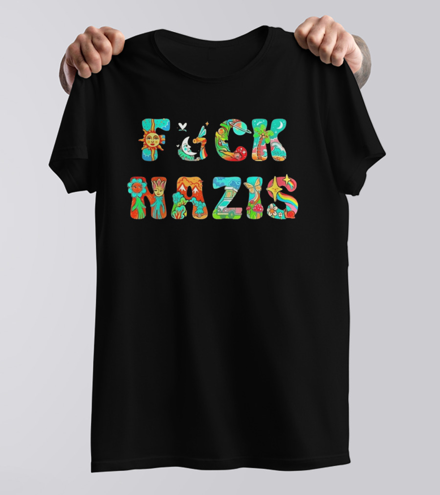 Fuck Naz Isv Sun Moon Rainbow Butterfly Flower Peace Hippie T-Shirt
