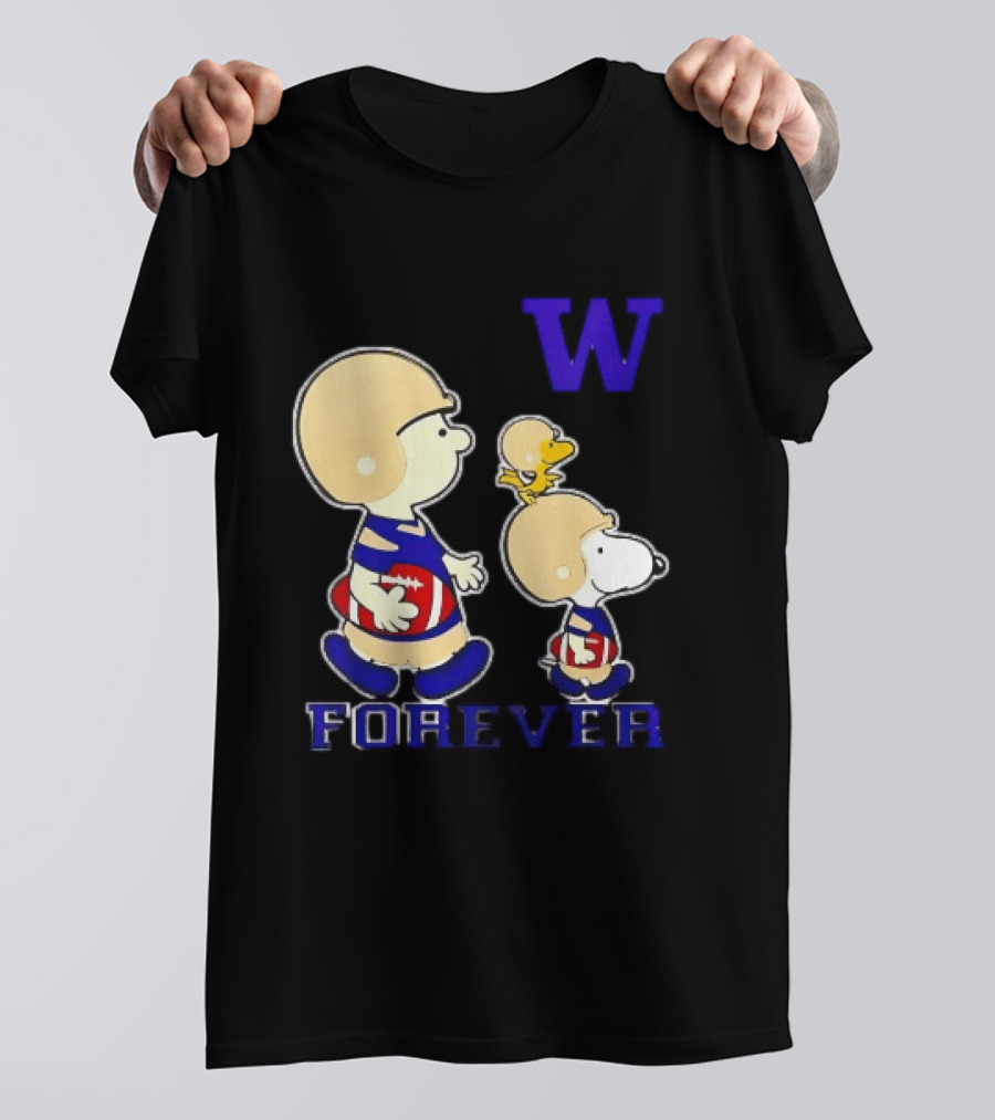 Peanuts Characters Football Players Washington Huskies W Forever T-Shirt