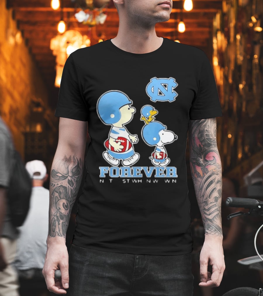 UNC Tar Heels Snoopy Charlie Brown Football Forever T-Shirt