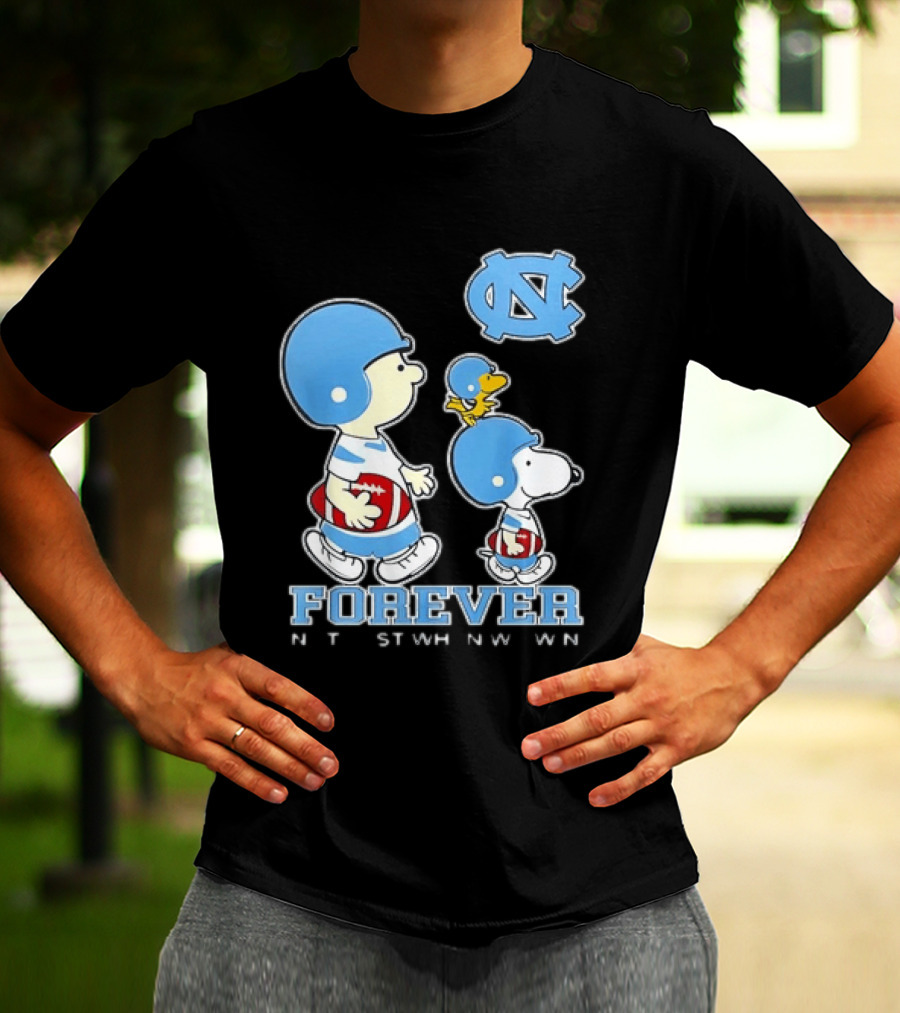 UNC Tar Heels Snoopy Charlie Brown Football Forever T-Shirt