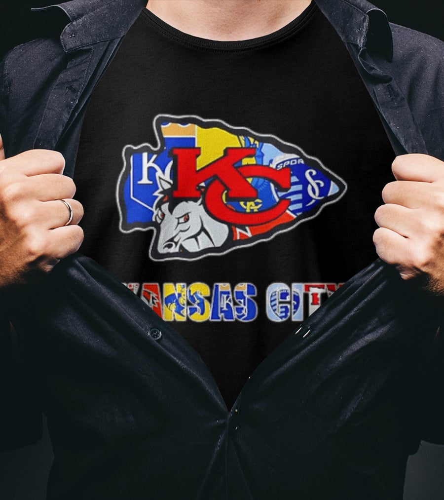 Kansas City Chiefs Royals Sporting KC Collage Arrowhead Sports Team T-Shirt